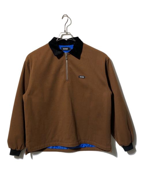 X-LARGE（エクストララージ）X-LARGE (エクストララージ) QUILTED HALF ZIP SHIRT/ハーフジップブルゾン ブラウン サイズ:Mの古着・服飾アイテム