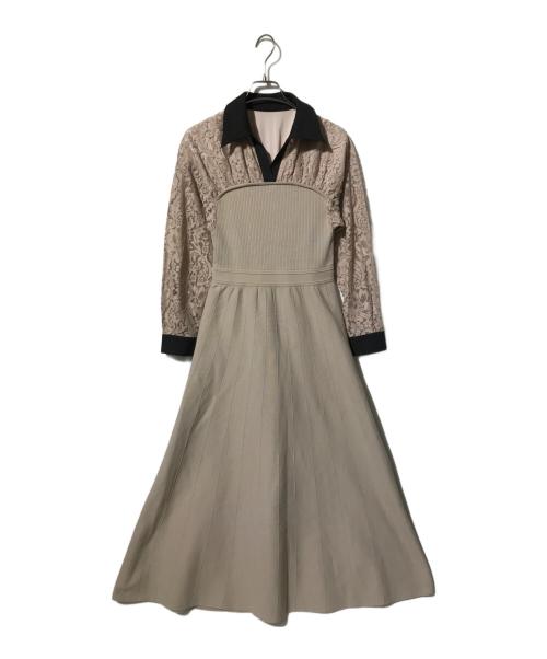 Diagram（ダイアグラム）Diagram (ダイアグラム) レース レイヤードニットワンピース ベージュ サイズ:36の古着・服飾アイテム