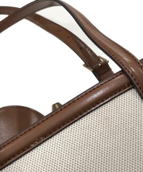 CHARLES & KEITH（チャールズアンドキース）CHARLES & KEITH (チャールズアンドキース) エノラ キャンバスツートーンイロンゲイティッドハンドルバッグ ブラウンの古着・服飾アイテム