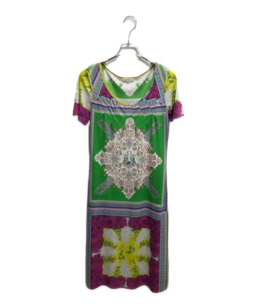 ETRO（エトロ）ETRO (エトロ) 総柄ワンピース/カットソードレス グリーン サイズ:44の古着・服飾アイテム