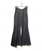 PAMEO POSEパメオポーズ）の古着「Alien Leg Denim Pants/ハイウエストフレアデニムパンツ」｜グレー