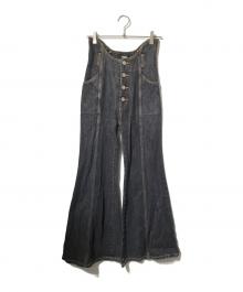 PAMEO POSE（パメオポーズ）の古着「Alien Leg Denim Pants/ハイウエストフレアデニムパンツ」｜グレー