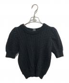 PAMEO POSEパメオポーズ）の古着「Big Bow Knit Top/半袖ニット」｜ブラック