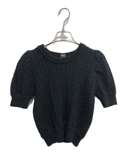 PAMEO POSE（パメオポーズ）PAMEO POSE (パメオポーズ) Big Bow Knit Top/半袖ニット ブラック サイズ:Fの古着・服飾アイテム