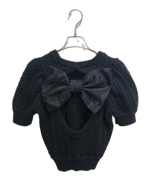 PAMEO POSE（パメオポーズ）PAMEO POSE (パメオポーズ) Big Bow Knit Top/半袖ニット ブラック サイズ:Fの古着・服飾アイテム