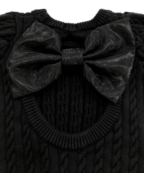 PAMEO POSE（パメオポーズ）PAMEO POSE (パメオポーズ) Big Bow Knit Top/半袖ニット ブラック サイズ:Fの古着・服飾アイテム