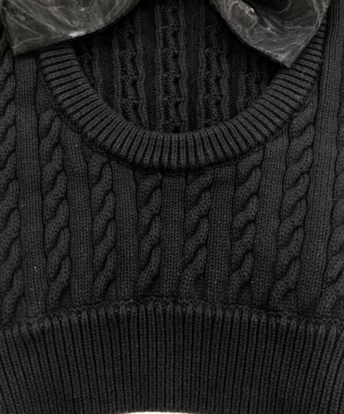 PAMEO POSE（パメオポーズ）PAMEO POSE (パメオポーズ) Big Bow Knit Top/半袖ニット ブラック サイズ:Fの古着・服飾アイテム