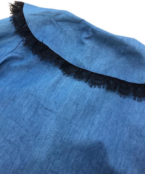 PAMEO POSE（パメオポーズ）PAMEO POSE (パメオポーズ) Wave Collar Blouse/長袖ブラウス ブルー サイズ:Fの古着・服飾アイテム