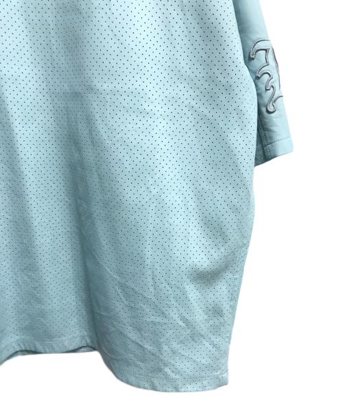 BREATH（ブレス）BREATH (ブレス) FAUX LEATHER GAME SHIRT ブルー サイズ:Lの古着・服飾アイテム