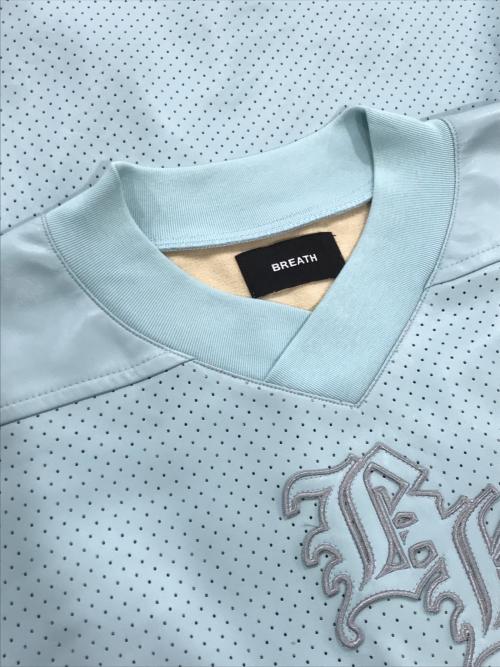 BREATH（ブレス）BREATH (ブレス) FAUX LEATHER GAME SHIRT ブルー サイズ:Lの古着・服飾アイテム