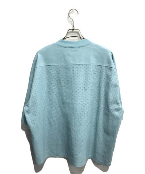 BREATH（ブレス）BREATH (ブレス) FAUX LEATHER GAME SHIRT ブルー サイズ:Lの古着・服飾アイテム