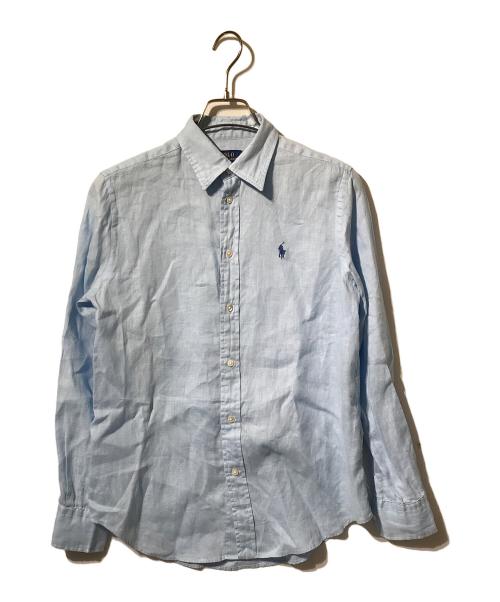POLO RALPH LAUREN（ポロ・ラルフローレン）POLO RALPH LAUREN (ポロ・ラルフローレン) リラックスフィットリネンシャツ/長袖シャツ ブルー サイズ:XSの古着・服飾アイテム