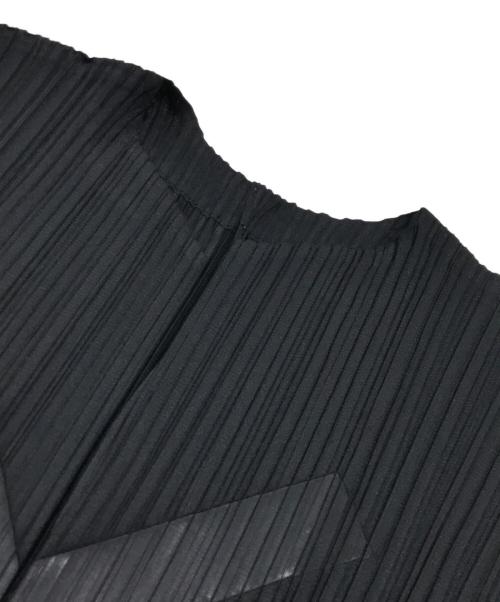 PLEATS PLEASE（プリーツプリーズ）PLEATS PLEASE (プリーツプリーズ) 斜めストライププリ-ツロングカーディガン ブラック サイズ:3の古着・服飾アイテム