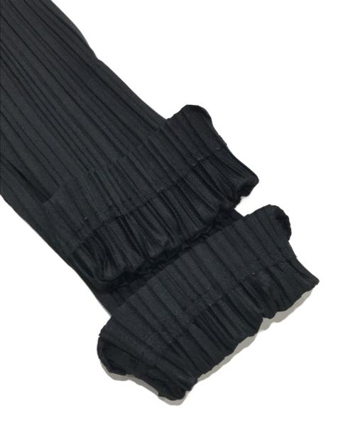 PLEATS PLEASE（プリーツプリーズ）PLEATS PLEASE (プリーツプリーズ) 斜めストライププリ-ツロングカーディガン ブラック サイズ:3の古着・服飾アイテム