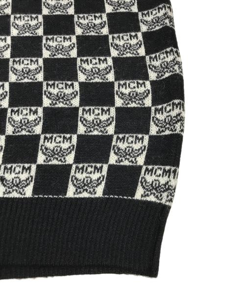 MCM O.T.C（エムシーエム オー・ティー・シー）MCM O.T.C (エムシーエム オー・ティー・シー) ロゴチェッカー柄ハーフジップニット ブラック×ホワイト サイズ:Mの古着・服飾アイテム