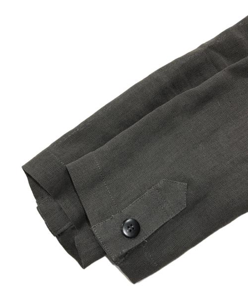 ISSEY MIYAKE（イッセイミヤケ）ISSEY MIYAKE (イッセイミヤケ) ノーカラーリネンジャケット ブラウン サイズ:Mの古着・服飾アイテム