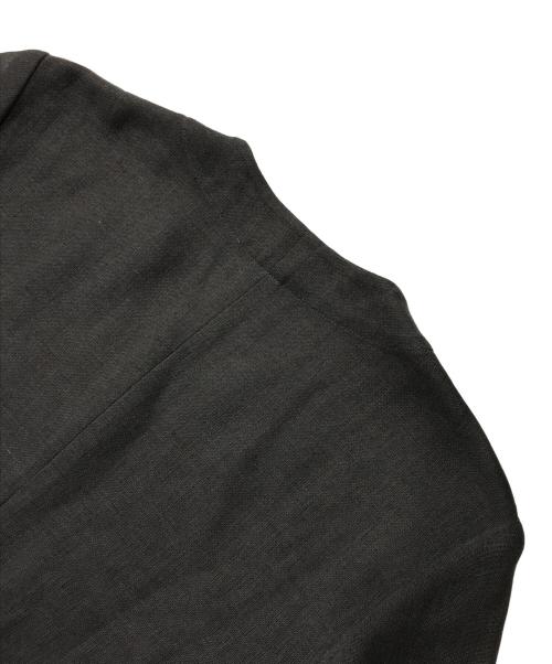 ISSEY MIYAKE（イッセイミヤケ）ISSEY MIYAKE (イッセイミヤケ) ノーカラーリネンジャケット ブラウン サイズ:Mの古着・服飾アイテム