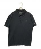 FRED PERRY×RAF SIMONSフレッドペリー×ラフシモンズ）の古着「バッグフォトプリントポロシャツ」｜ブラック