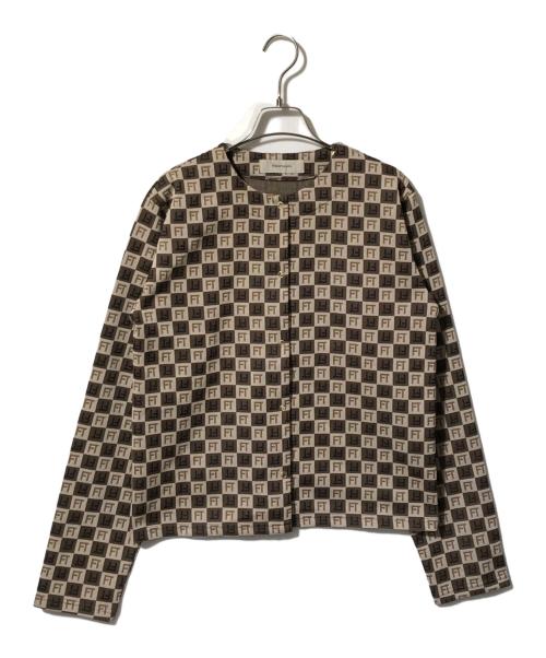 FUMIE=TANAKA（フミエタナカ）FUMIE=TANAKA (フミエタナカ) ジャカード カーディガン ブラウン サイズ:2の古着・服飾アイテム