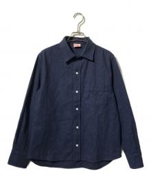 CONCHON QUINETTE（コンションキネット）の古着「ヘリンボーンロングスリーブシャツ」｜ネイビー