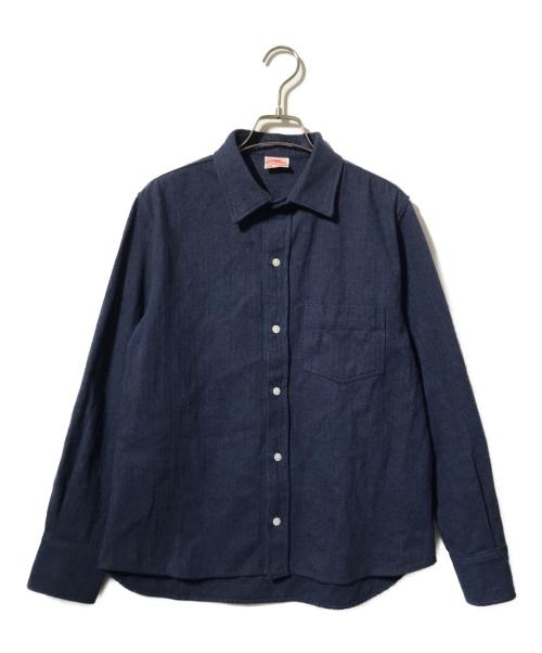 CONCHON QUINETTE（コンションキネット）CONCHON QUINETTE (コンションキネット) ヘリンボーンロングスリーブシャツ ネイビー サイズ:Sの古着・服飾アイテム