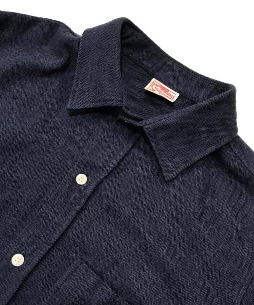 CONCHON QUINETTE（コンションキネット）CONCHON QUINETTE (コンションキネット) ヘリンボーンロングスリーブシャツ ネイビー サイズ:Sの古着・服飾アイテム
