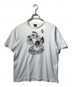 stussyステューシー）の古着「音符スカルSロゴプリントTシャツ」｜スカイブルー