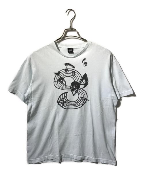 stussy（ステューシー）stussy (ステューシー) 音符スカルSロゴプリントTシャツ スカイブルー サイズ:Lの古着・服飾アイテム