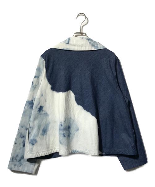 慈雨（ジウ）慈雨 (ジウ) ブリーチフラワージャケット ブルゾン ブルー サイズ:40の古着・服飾アイテム