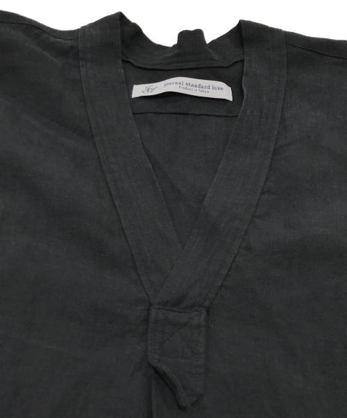 journal standard luxe（ジャーナルスタンダード ラックス）JOURNAL STANDARD LUXE (ジャーナルスタンダード ラックス) 40リネンワッシャー Vスキッパーシャツ ブラック サイズ:表記なしの古着・服飾アイテム