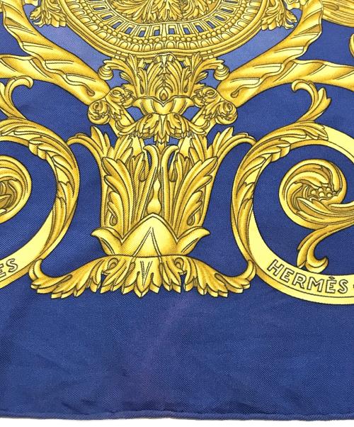 HERMES（エルメス）HERMES (エルメス) スカーフ ブルー×ゴールドの古着・服飾アイテム