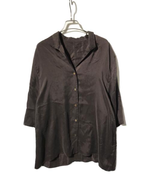 ETRE TOKYO（エトレトウキョウ）ETRE TOKYO (エトレトウキョウ) オープンネックキュプラシャツ ブラウン サイズ:Freeの古着・服飾アイテム