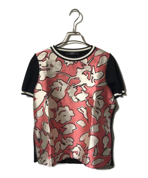 WEEKEND Max Mara（ウィークエンド マックスマーラ）WEEKEND Max Mara (ウィークエンド マックスマーラ) 半袖ニット ピンク×ブラック サイズ:Sの古着・服飾アイテム