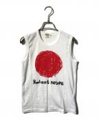 COMME des GARCONSコムデギャルソン）の古着「プリントノースリーブTシャツ」｜ホワイト×レッド