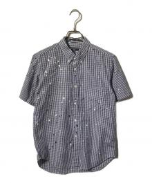COMME des GARCONS HOMME（コムデギャルソン オム）の古着「ペイントギンガムチェックシャツ」｜ブルー×ホワイト