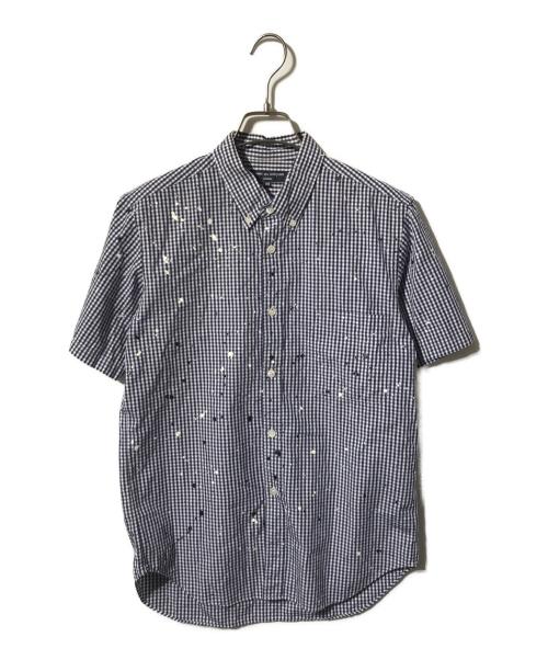 COMME des GARCONS HOMME（コムデギャルソン オム）COMME des GARCONS HOMME (コムデギャルソン オム) ペイントギンガムチェックシャツ ブルー×ホワイト サイズ:XSの古着・服飾アイテム