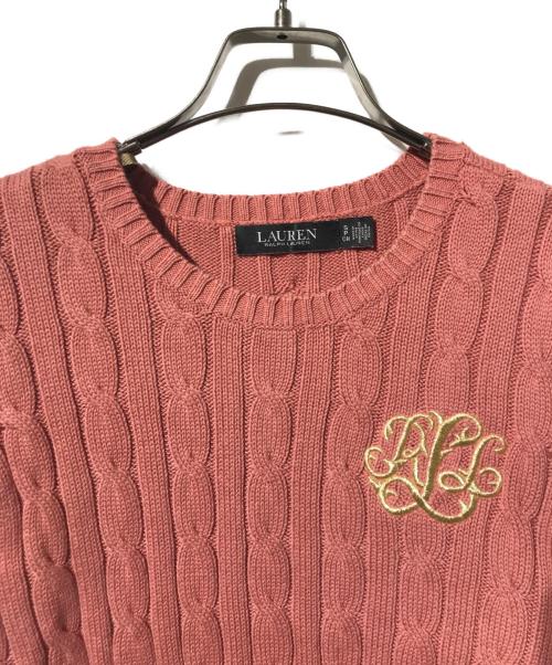 LAUREN RALPH LAUREN（ローレンラルフローレン）LAUREN RALPH LAUREN (ローレンラルフローレン) 半袖ケーブルニット ピンク サイズ:Sの古着・服飾アイテム