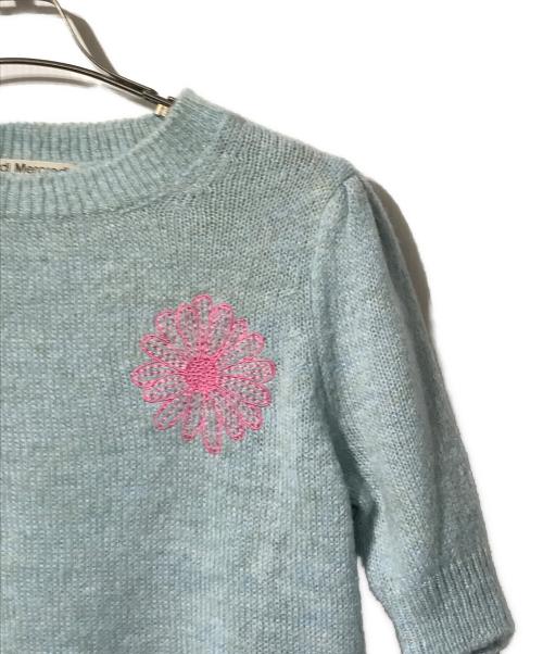 Mardi Mercredi（マルディメクルディ）MARDI MERCREDI (マルディメクルディ) 刺繍半袖ニット ブルー サイズ:ONEの古着・服飾アイテム