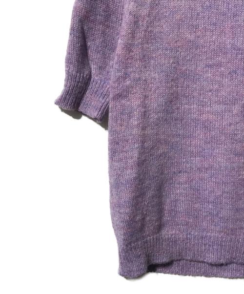 Mardi Mercredi（マルディメクルディ）MARDI MERCREDI (マルディメクルディ) 刺繍半袖ニット パープル サイズ:ONEの古着・服飾アイテム