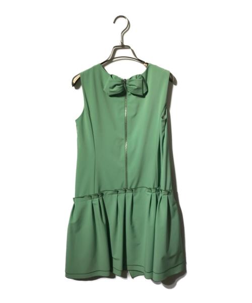 FOXEY NEWYORK（フォクシーニューヨーク）FOXEY NEWYORK (フォクシーニューヨーク) バックリボンノースリーブワンピース グリーン サイズ:38の古着・服飾アイテム