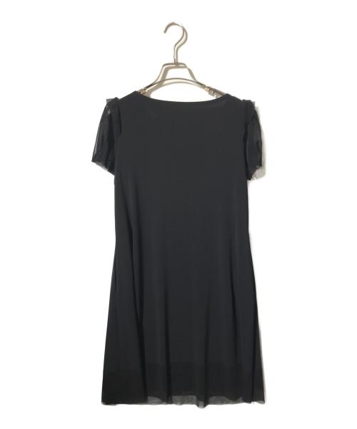 FOXEY NEWYORK（フォクシーニューヨーク）FOXEY NEWYORK (フォクシーニューヨーク) フリル袖ワンピース ブラック サイズ:38の古着・服飾アイテム