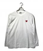 PLAY COMME des GARCONSプレイコムデギャルソン）の古着「ハートワッペンロングスリーブカットソー/長袖カットソー」｜ホワイト