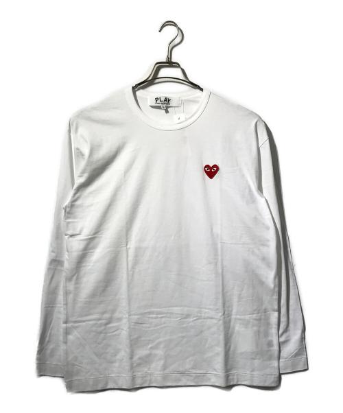 PLAY COMME des GARCONS（プレイコムデギャルソン）PLAY COMME des GARCONS (プレイコムデギャルソン) ハートワッペンロングスリーブカットソー/長袖カットソー ホワイト サイズ:XXLの古着・服飾アイテム