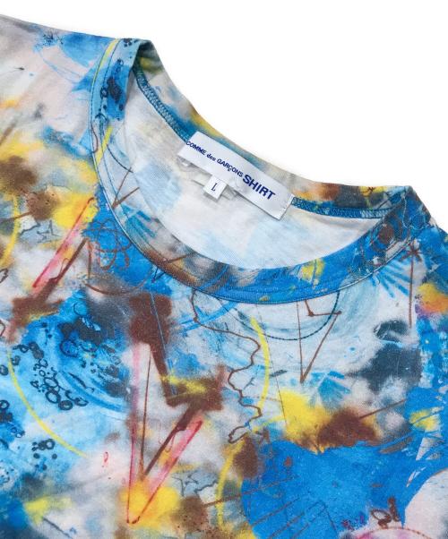 COMME des GARCONS SHIRT（コムデギャルソンシャツ）COMME des GARCONS SHIRT (コムデギャルソンシャツ) コットンジャージーフーツラプリントTシャツ/クルーネック半袖Tシャツ マルチカラー サイズ:Lの古着・服飾アイテム