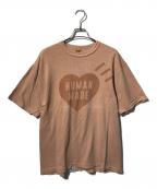 HUMAN MADEヒューマンメイド）の古着「ハートプリントTシャツ/クルーネック半袖Ｔシャツ」｜オレンジ