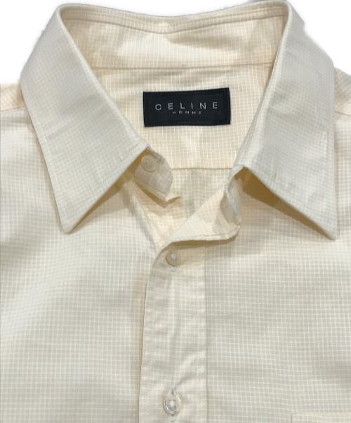 CELINE HOMME（セリーヌオム）CELINE HOMME (セリーヌオム) ロゴ刺繍チェックシャツ イエロー サイズ:記載なしの古着・服飾アイテム