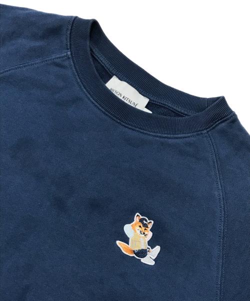 maison kitsune（メゾンキツネ）MAISON KITSUNE (メゾンキツネ) ロゴスウェット/長袖トレーナー ブルー サイズ:Sの古着・服飾アイテム