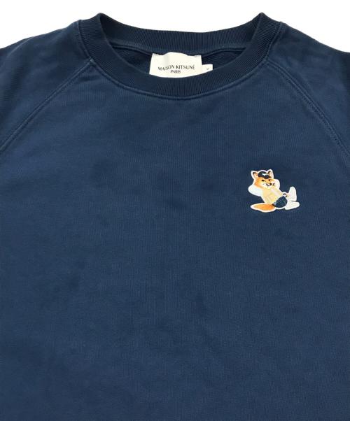 maison kitsune（メゾンキツネ）MAISON KITSUNE (メゾンキツネ) ロゴスウェット/長袖トレーナー ブルー サイズ:Sの古着・服飾アイテム