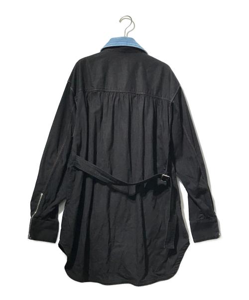 DIESEL（ディーゼル）DIESEL (ディーゼル) ベルト付きデニム切替コート ブラック サイズ:Sの古着・服飾アイテム