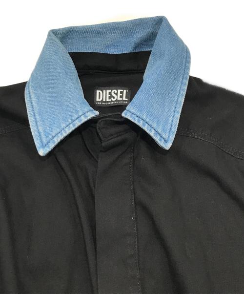 DIESEL（ディーゼル）DIESEL (ディーゼル) ベルト付きデニム切替コート ブラック サイズ:Sの古着・服飾アイテム